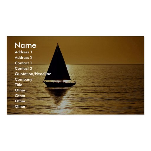 Sailboat at sunset, sloop business card template