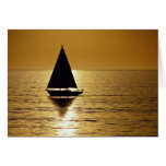 Sailboat at sunset, sloop greeting cards