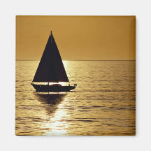 Sailboat at sunset, sloop magnets
