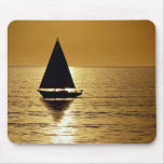 Sailboat at sunset, sloop mousepads