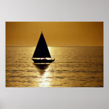 Sailboat at sunset, sloop print