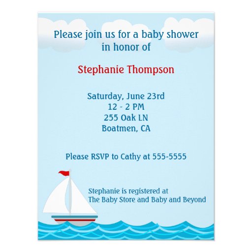 Sailboat Baby Shower Invitation