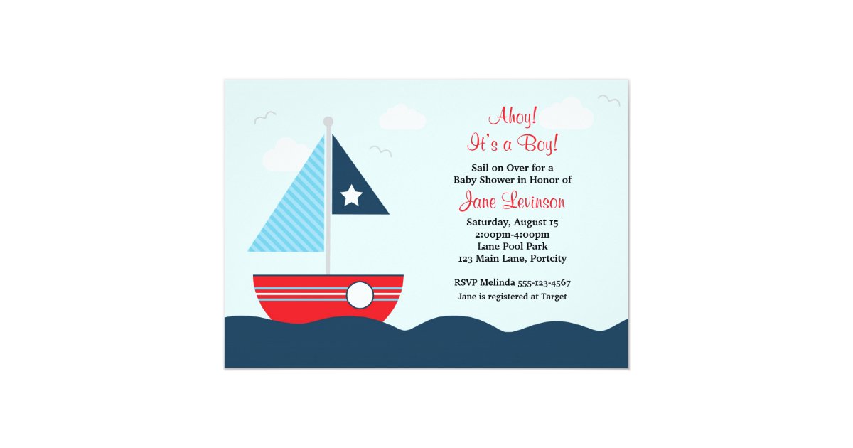 Sailboat Baby Shower Invitation Zazzle