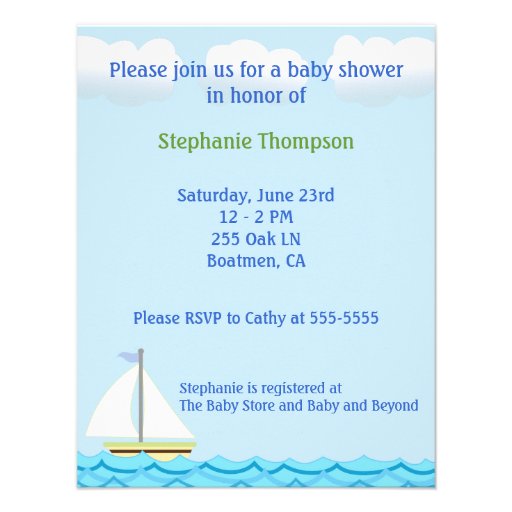 Sailboat Baby Shower Invitation