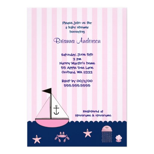Sailboat Baby Shower Invite / under the sea (front side)