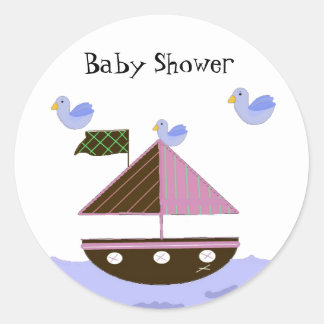 Sailboat Baby Shower Theme Round Stickers