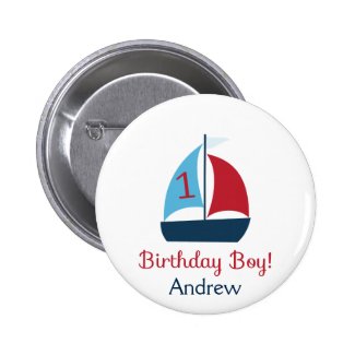 Sailboat Birthday Boy Button