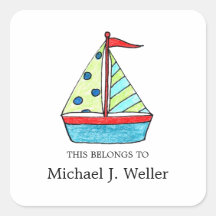 Sailboat Bookplates |  I.D. Labels Sticker