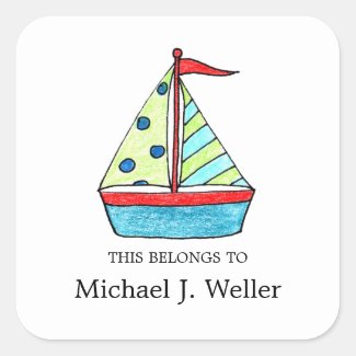 Sailboat Bookplates | I.D. Labels Sticker