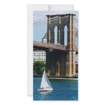 Sailboat by the Brooklyn Bridge Photo Cards
