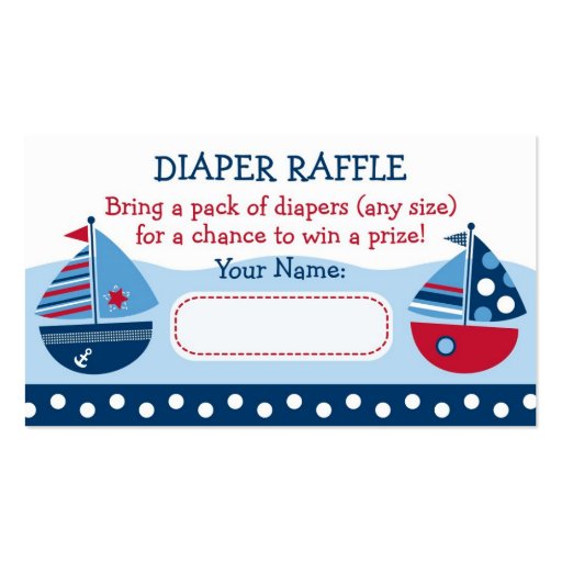 Sailboat Diaper Raffle Tickets Business Card (front side)