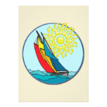 Sailboat in Crayon Colors Personalized Announcement