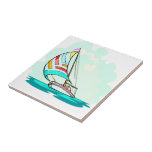Sailboat in the Wind Ceramic Tile