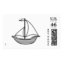 Sailboat Line Drawing postage by White_Wedding Sailboat Line Drawing postage
