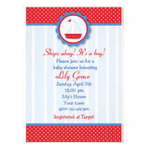 Sailboat Nautical baby shower invitations