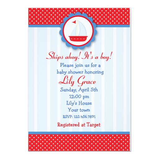 Sailboat Nautical baby shower invitations Zazzle