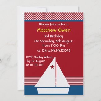 sailboat Nautical Birthday Party Invitation invitation