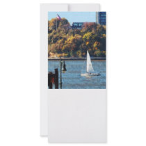 Sailboat Near Chelsea Pier Rack Card Design