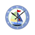 Sailboat Nursery Room Custom Wall Clock