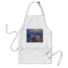 Sailboat painting boating art Monet sunrise at sea Aprons