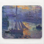 Sailboat painting boating art Monet sunrise at sea Mouse Pad
