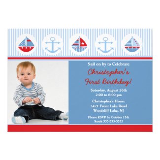 Sailboat Photo Birthday Invitation