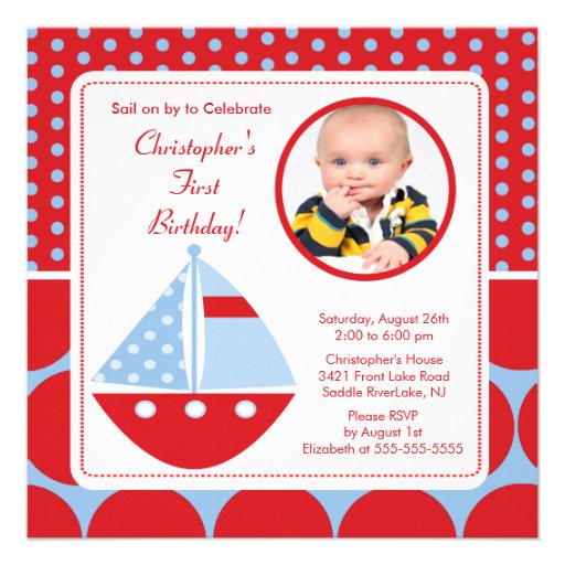 Sailboat Photo Birthday Invitation
