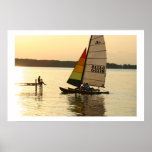 Sailboat picking on Lake Mendota Poster