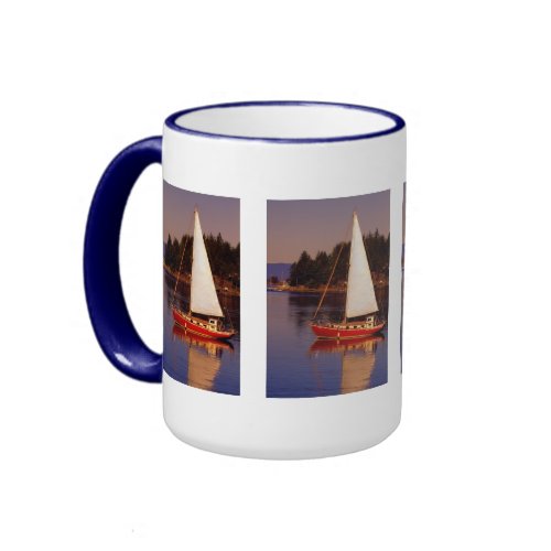 Sailboat Sailing at Sunset Photo Mug