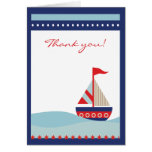 Sailboat Sailing Blue Thank you note folded card