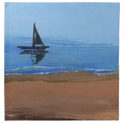 Sailboat Sailing Reflections Ocean Beach Art Printed Napkin | Zazzle