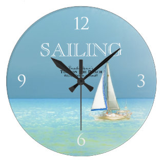 Sailboat Scene Round Wall Clock