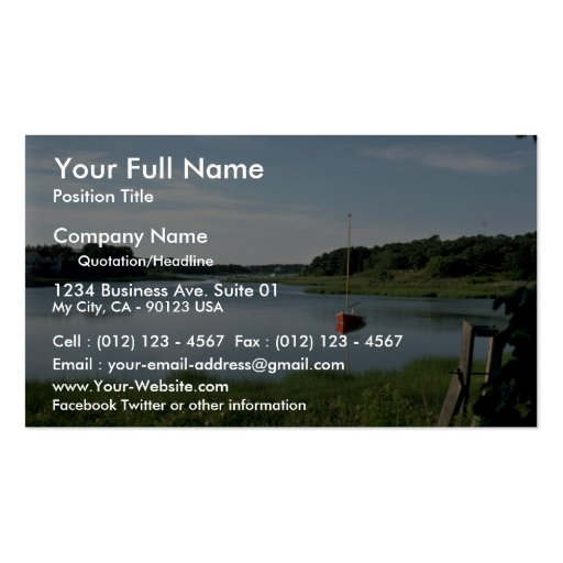 Sailboat, Stepstone Creek, Cape Cod, Massachusetts Business Cards