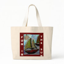 SAILBOAT & SUN - sailing beach bag by folkartblonde SAILBOAT & SUN - sailing beach bag