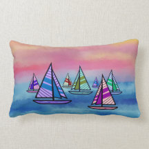 Sailboat Sunrise Lumbar Pillow
