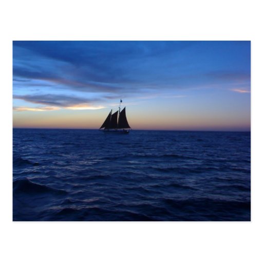 Sailboat sunset postcard