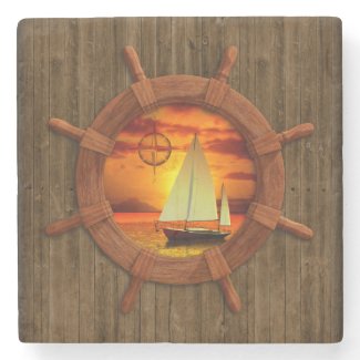 Sailboat Sunset Stone Coaster