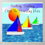 Sailboating Art Poster, Artist drawn