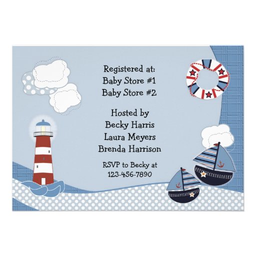 Sailboats and Lighthouse Baby Shower Invitation
