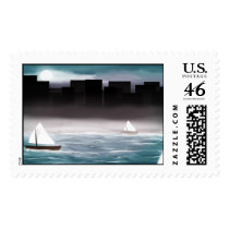 Sailboats and the City (darker) (big stamp)