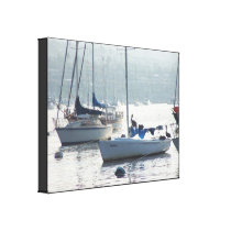 Sailboats at Dawn Wrapped Canvas Print