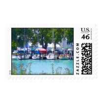 Sailboats In Dock postage