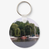 Sailboats in Marina Keychain