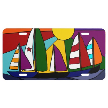 Sailboats in the Sun License Plate License Plate