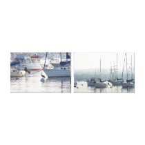 Sailboats & Pelicans Wrapped Canvas Stretched Canvas Print