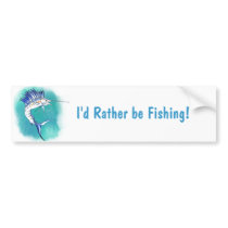 Sailfish in Watercolor Bumper Stickers