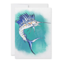 Sailfish in Watercolor Personalized Announcement
