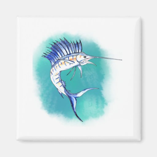 Sailfish in Watercolor Refrigerator Magnet