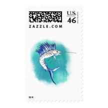Sailfish in Watercolor Stamp