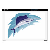 sailfish jumping retro style laptop skin